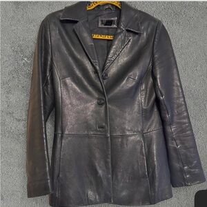 Frenchi Women's Sleek Black Leather Jacket
